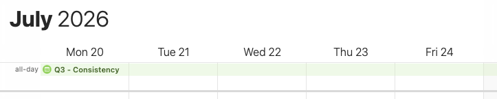 Screenshot showing an example entry on the Environment calendar in Apple Calendar
